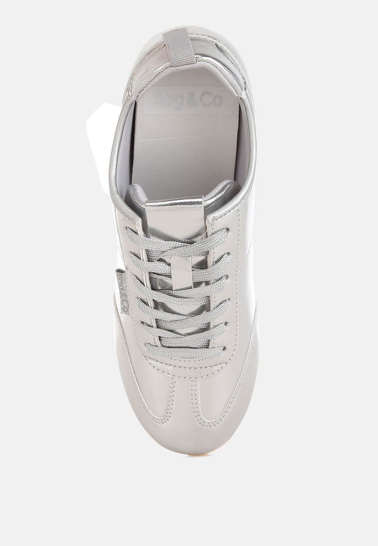 astylos metallic faux leather sneakers#color_silver
