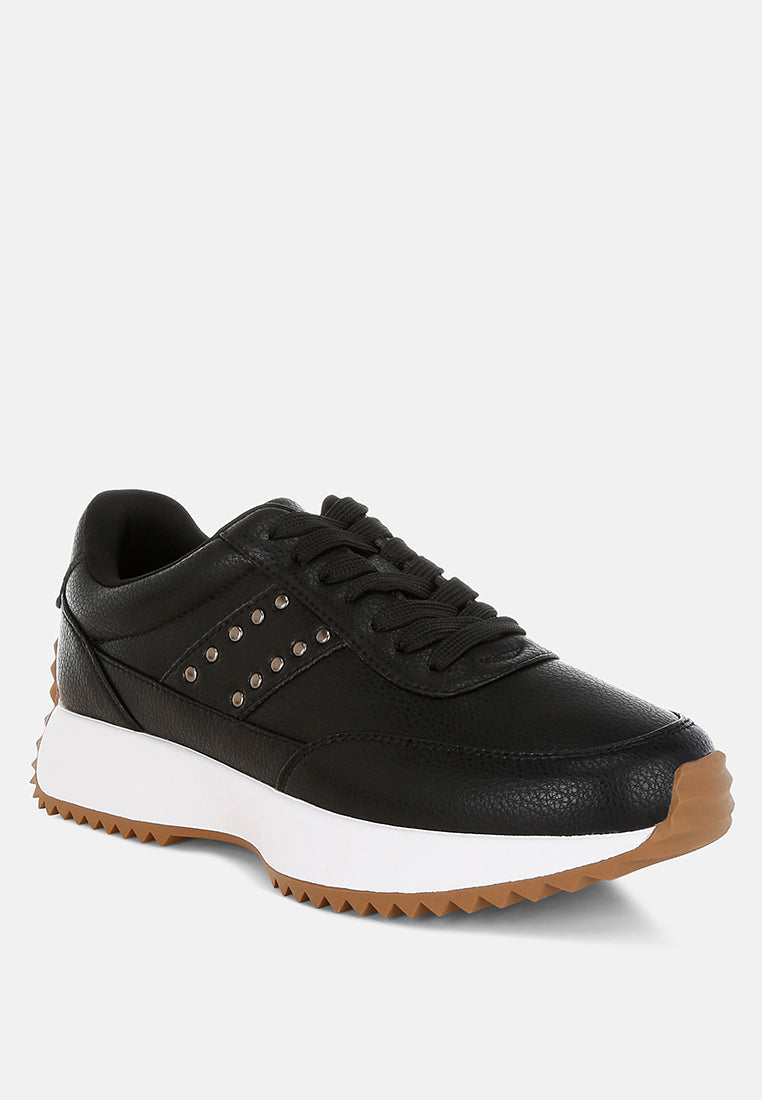 athion studded real leather sneakers#color_black