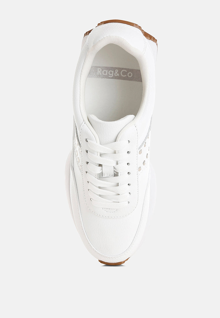 athion studded real leather sneakers#color_white