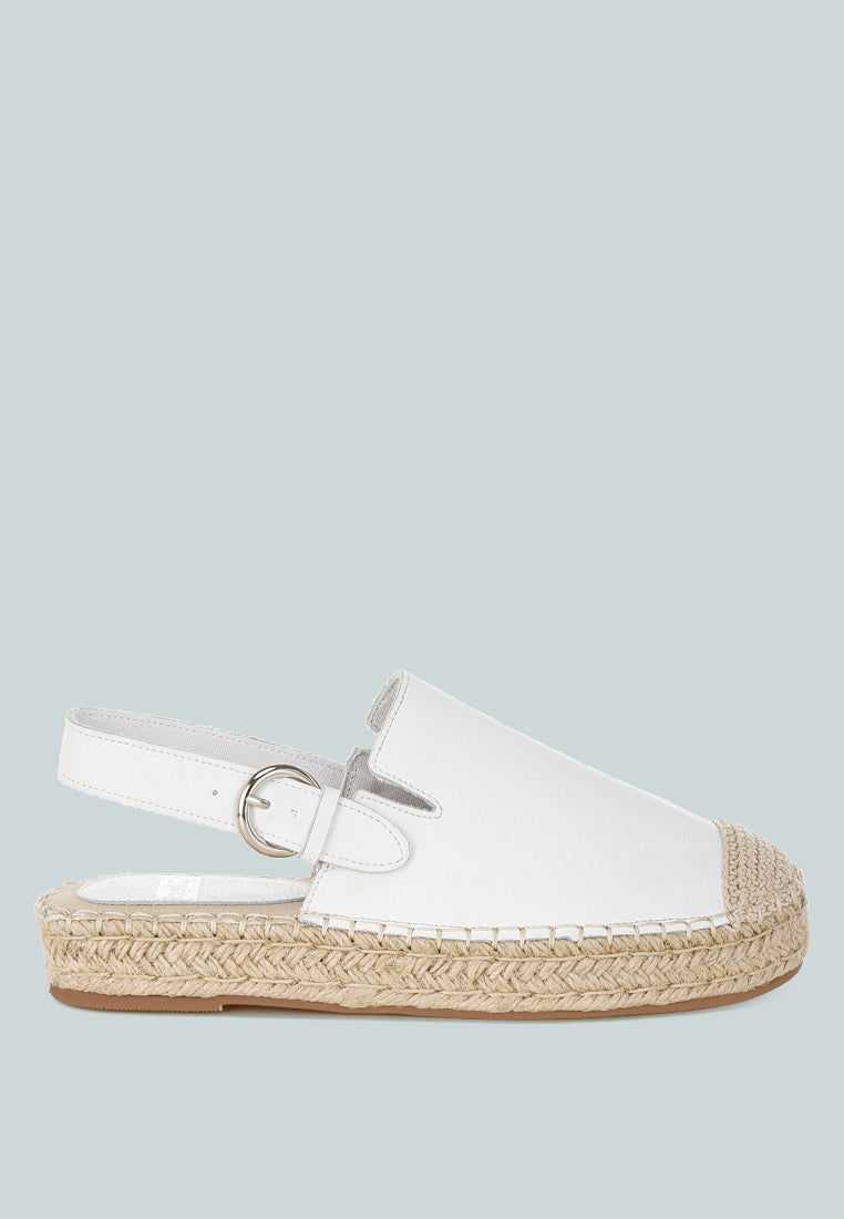azula genuine leather espadrilles sandals#color_white
