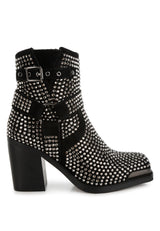 babbon studded harness detail ankle boots#color_black