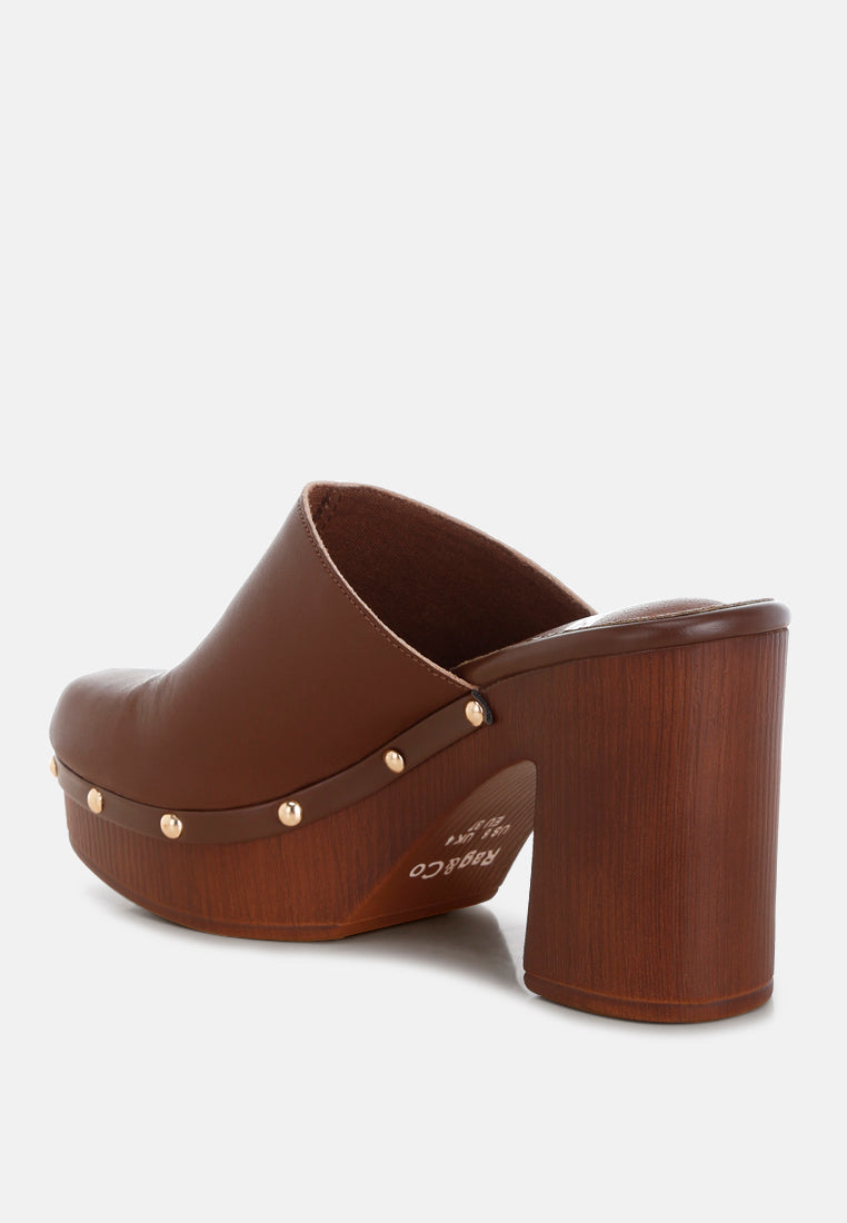 benji recycled leather clogs#color_brown