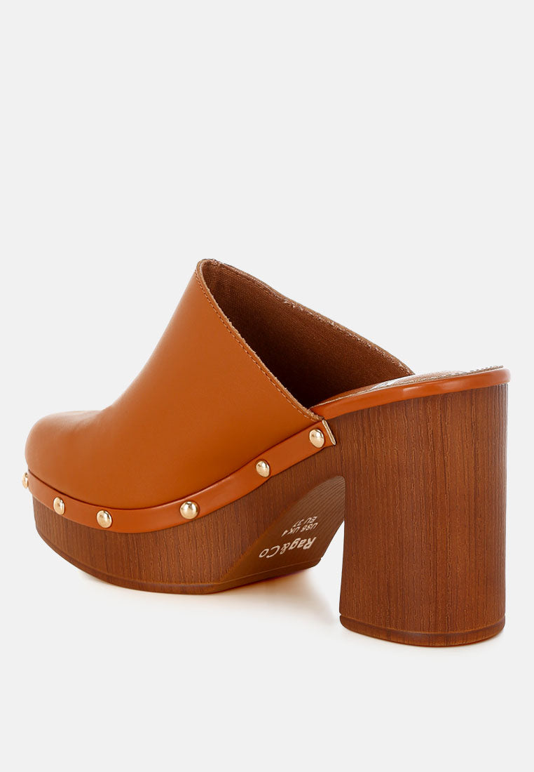 benji recycled leather clogs#color_tan