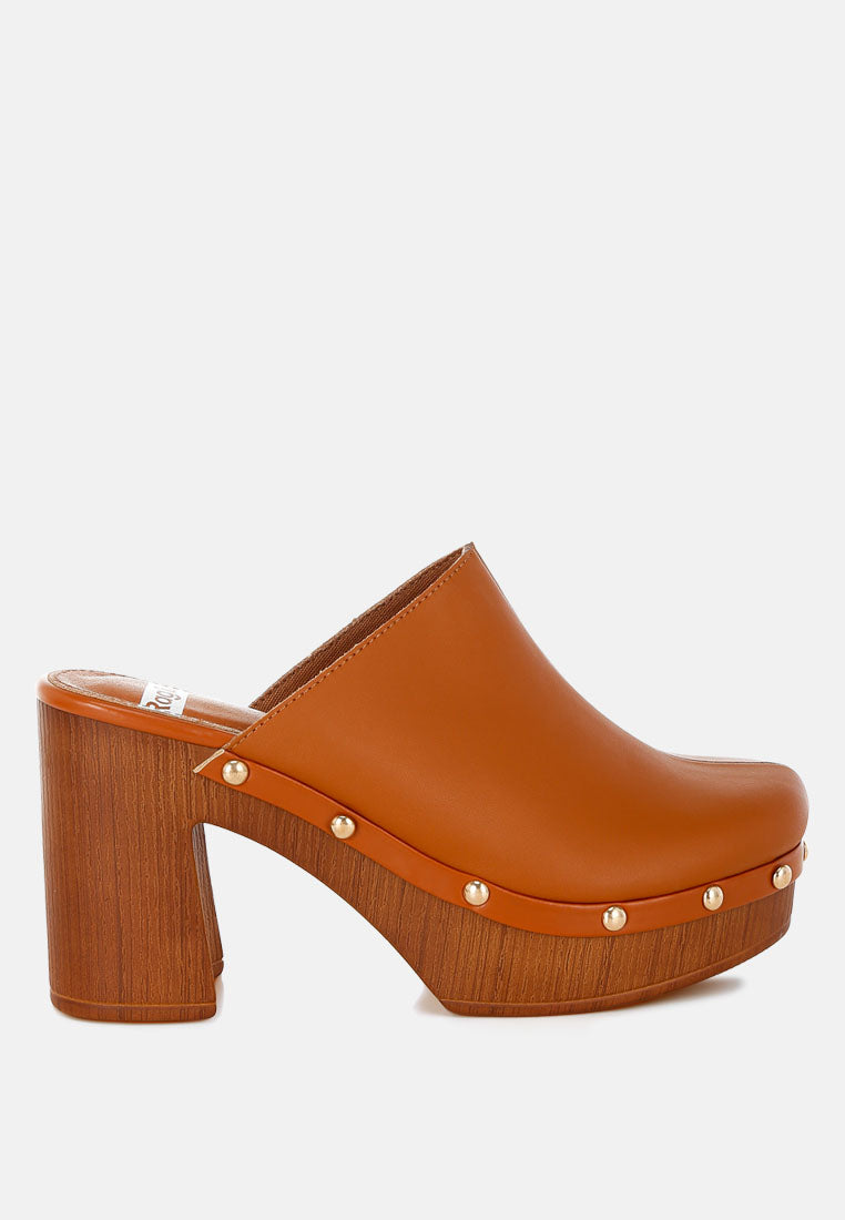 benji recycled leather clogs#color_tan