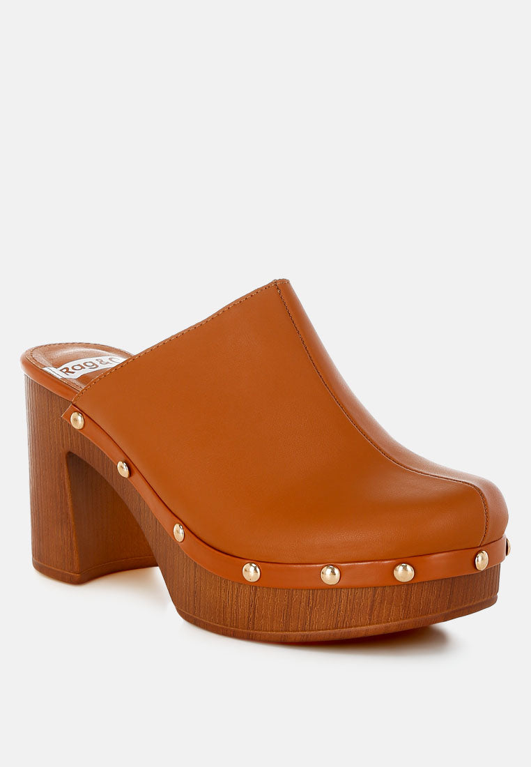 benji recycled leather clogs#color_tan