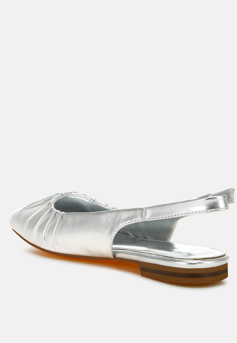 berni metallic square toe flat slingbacks#color_silver