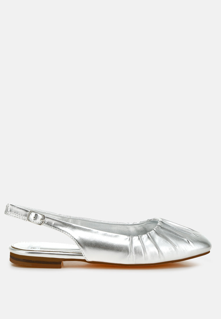 berni metallic square toe flat slingbacks#color_silver