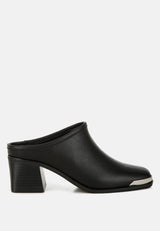 bottani genuine leather slip-on mules#color_black