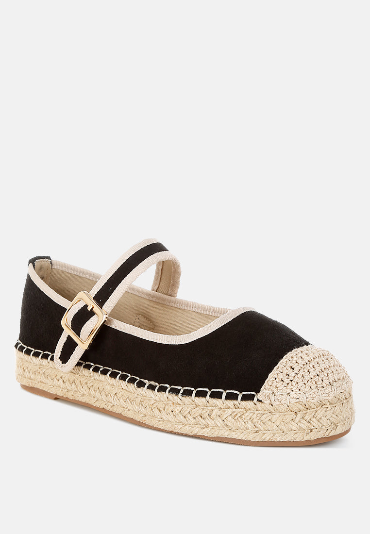 bolean soft suede leather mary jane espadrilles#color_black