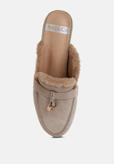 bosnia suede & faux fur slip on mules#color_beige