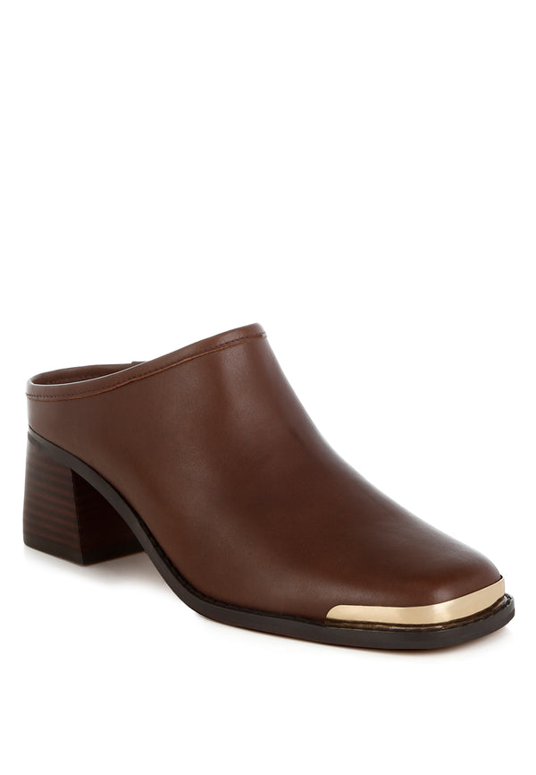 bottani genuine leather slip-on mules#color_brown