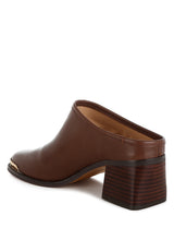 bottani genuine leather slip-on mules#color_brown