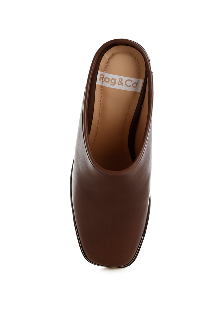 bottani genuine leather slip-on mules#color_brown