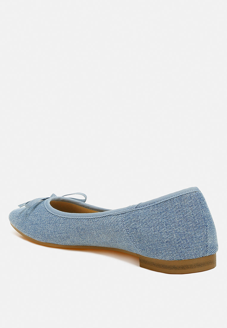 Vigilante Bow Detail Denim Ballerinas#color_Blue