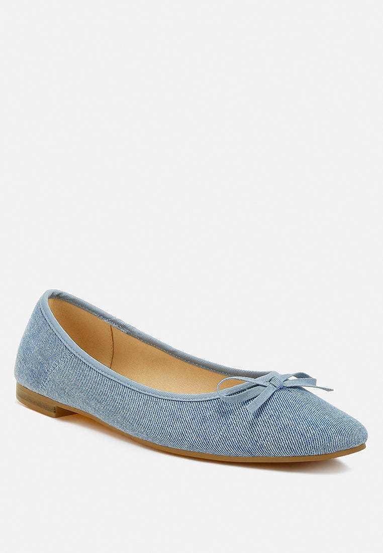 Vigilante Bow Detail Denim Ballerinas#color_Blue