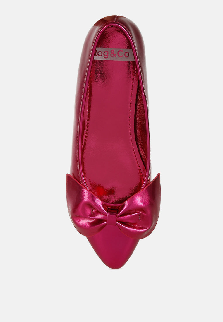 bromelia metallic pleather bow ballerinas#color_fuchsia