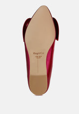 bromelia metallic pleather bow ballerinas#color_fuchsia