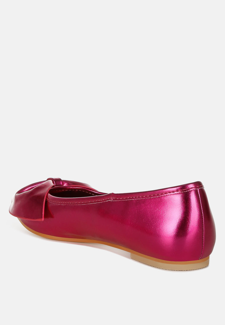 bromelia metallic pleather bow ballerinas#color_fuchsia