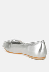 bromelia metallic pleather bow ballerinas#color_silver