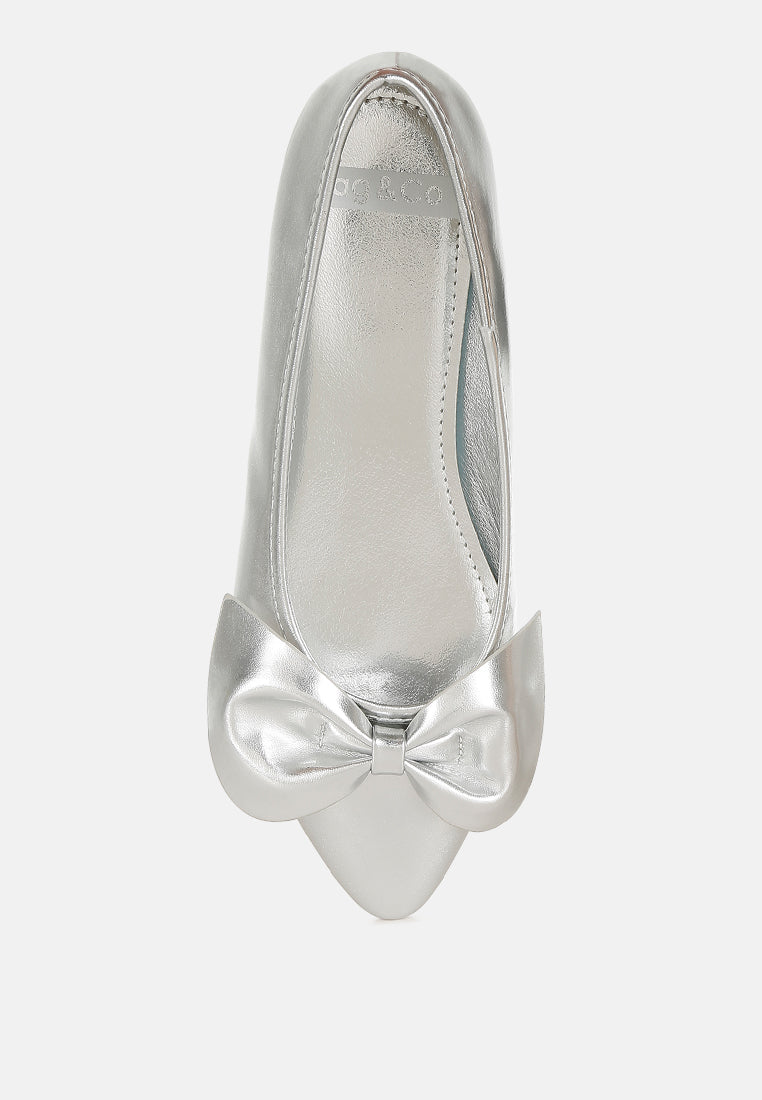 bromelia metallic pleather bow ballerinas#color_silver