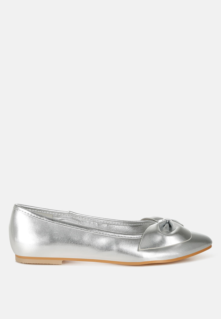 bromelia metallic pleather bow ballerinas#color_silver