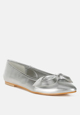 bromelia metallic pleather bow ballerinas#color_silver