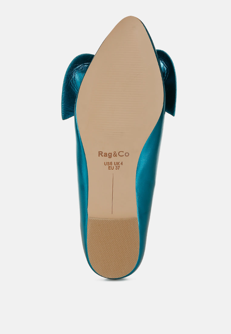 bromelia metallic pleather bow ballerinas#color_blue