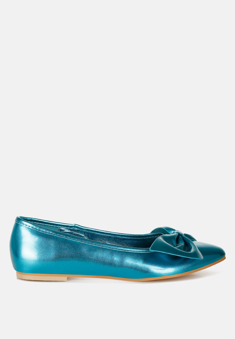 bromelia metallic pleather bow ballerinas#color_blue