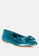 bromelia metallic pleather bow ballerinas#color_blue