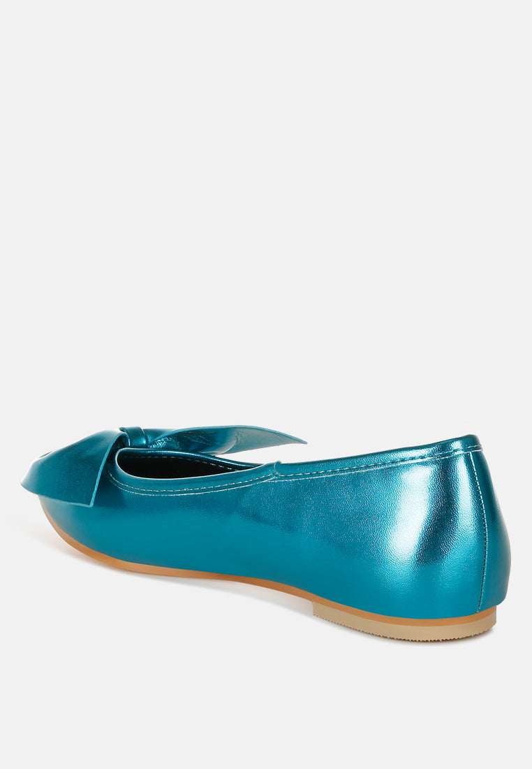 bromelia metallic pleather bow ballerinas#color_blue