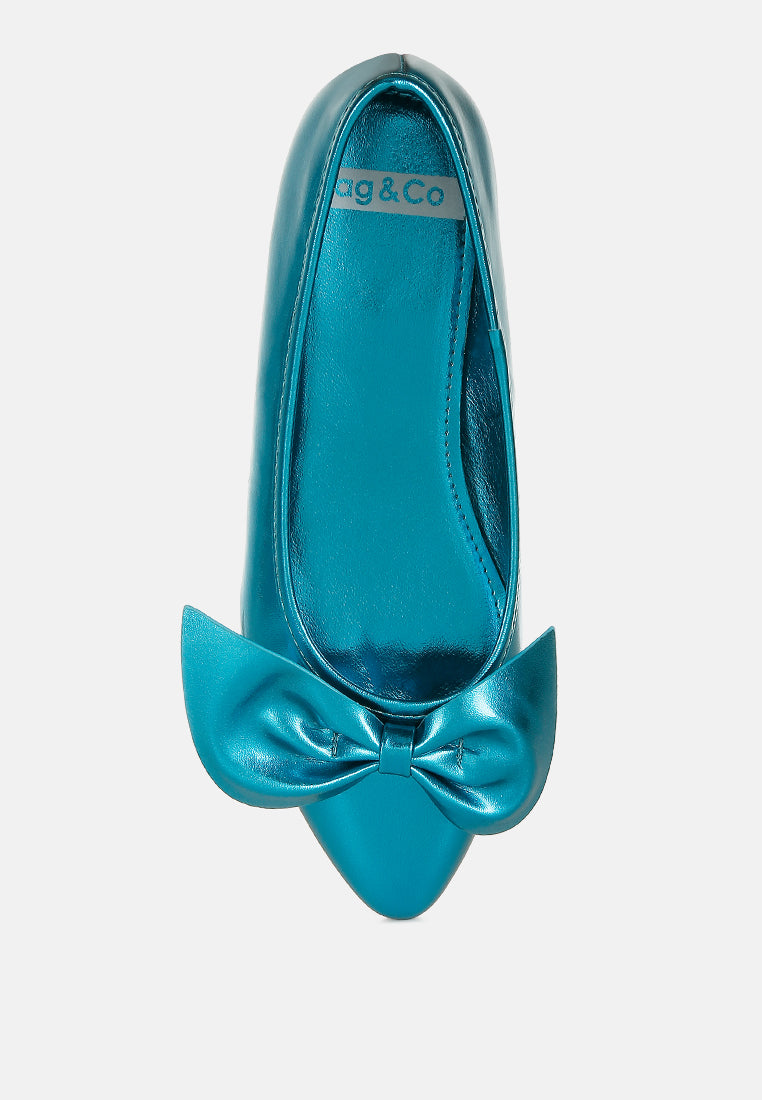 bromelia metallic pleather bow ballerinas#color_blue