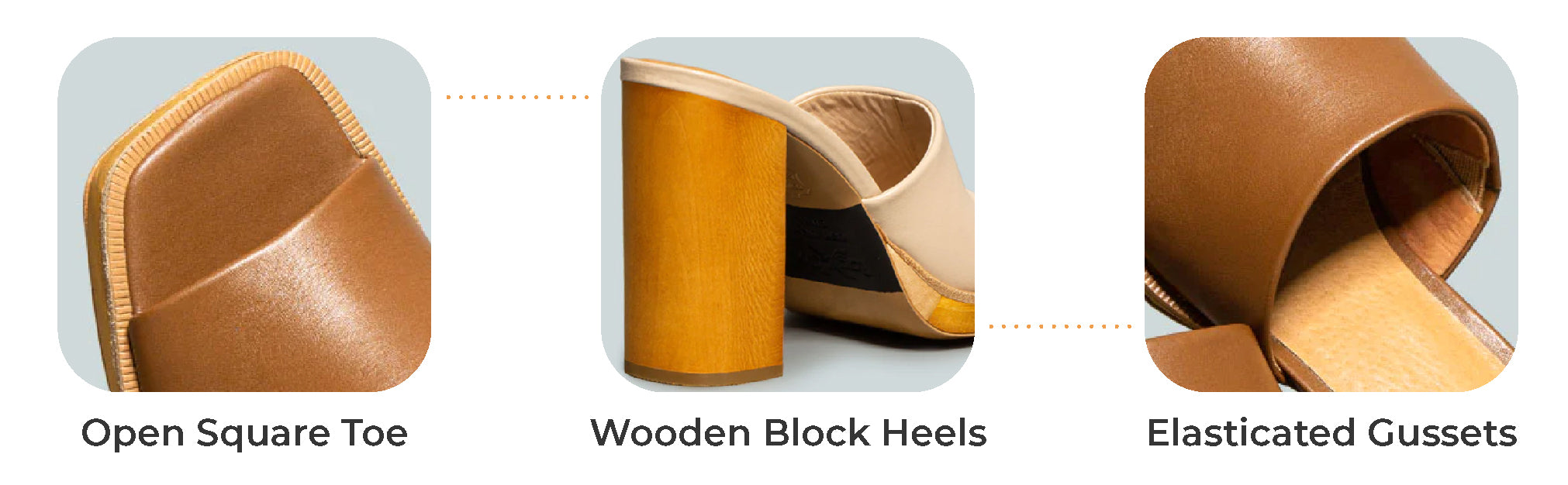 CAREY Tan Leather High Heeled Block Sandal