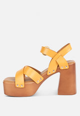 CRISTINA Cross Strap Embellished Heels in Light Tan#color_Light-Tan