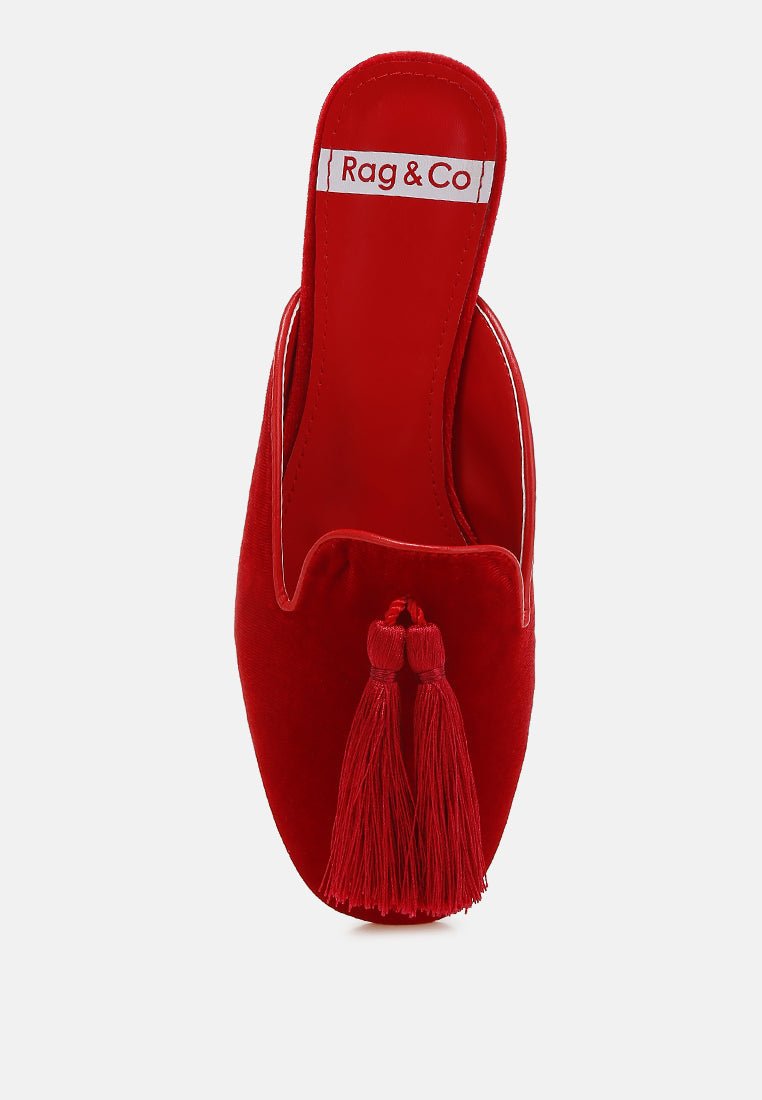 cardinal tassel detail velvet mules#color_red