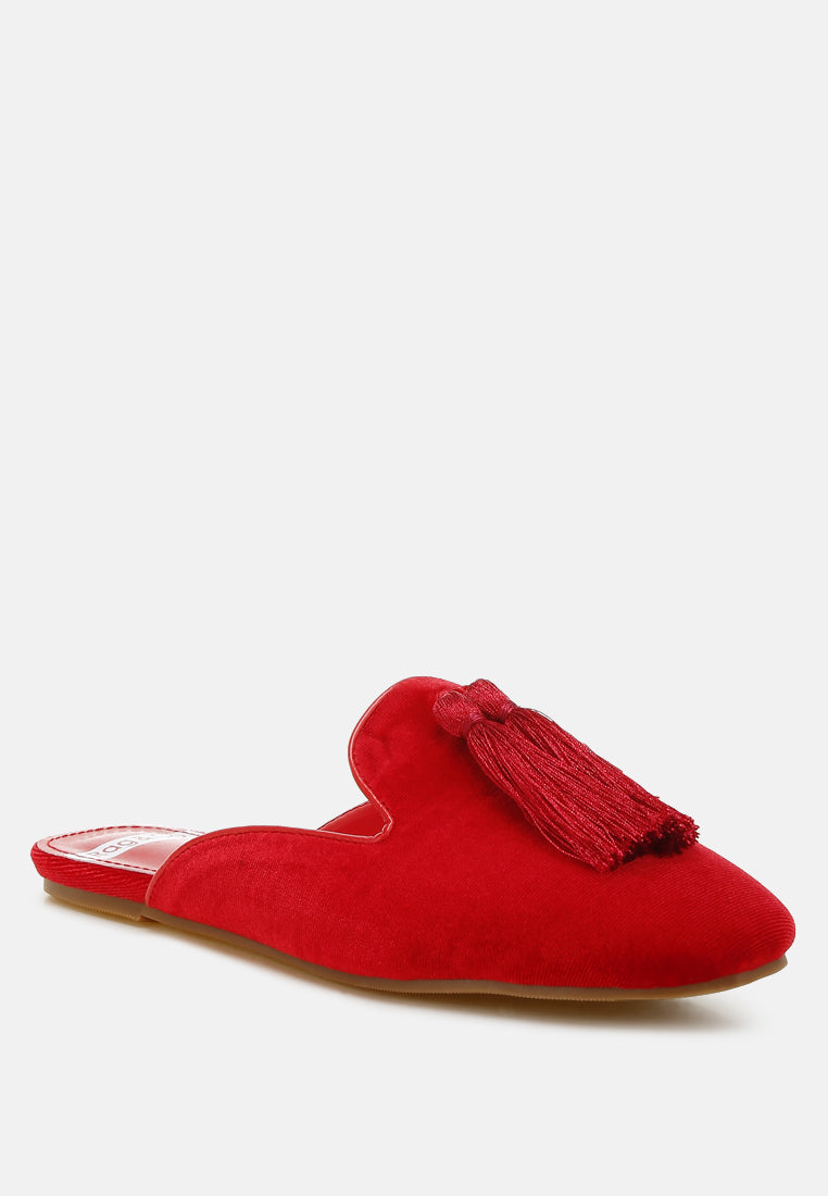 cardinal tassel detail velvet mules#color_red