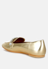 celosia metallic diamante strap loafers#color_gold