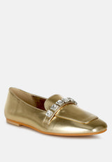 celosia metallic diamante strap loafers#color_gold