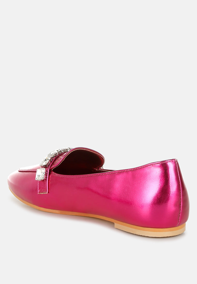 celosia metallic diamante strap loafers#color_fuchsia