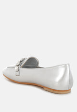 celosia metallic diamante strap loafers#color_silver