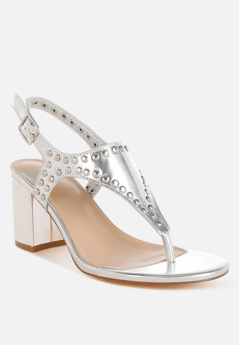 chan metallic studded statement heels#color_silver