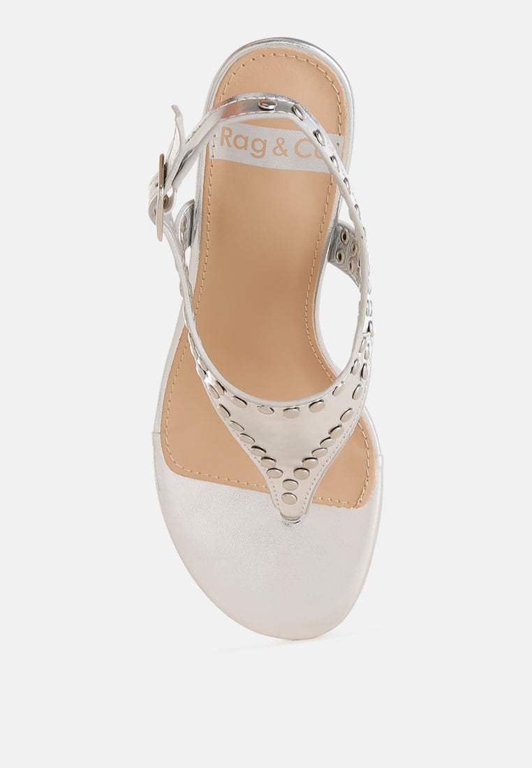 chan metallic studded statement heels#color_silver