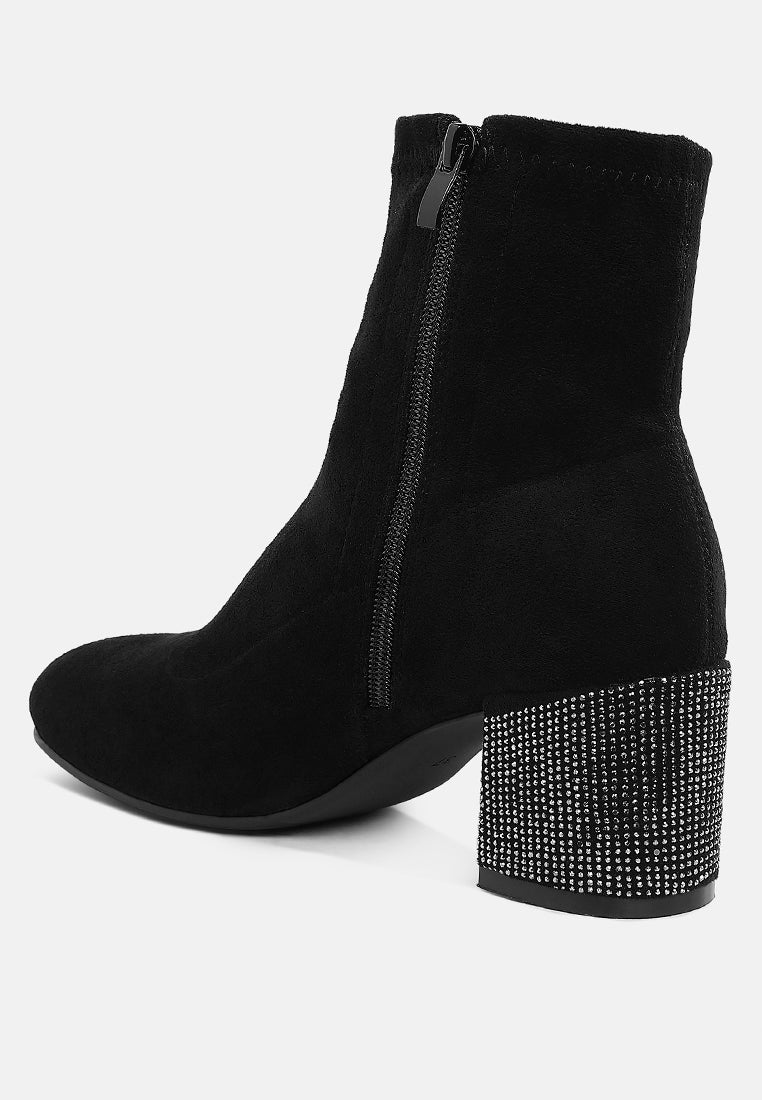 chena rhinestones embellished block heel boots#color_black