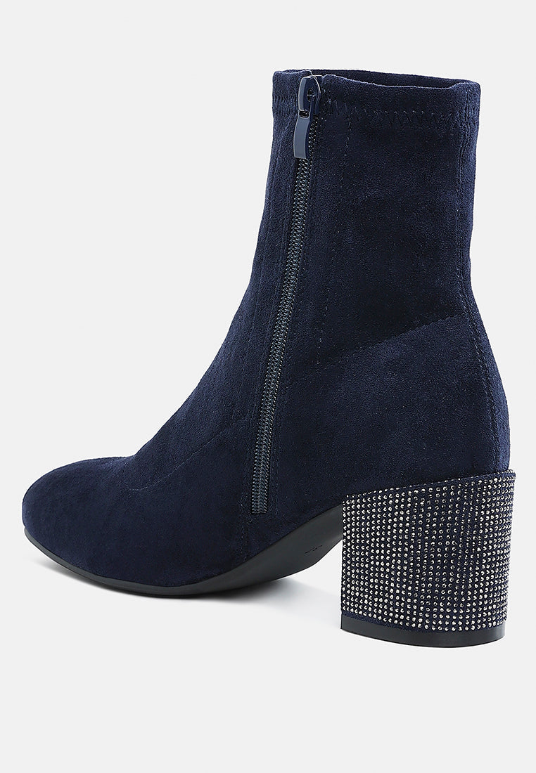 chena rhinestones embellished block heel boots#color_navy