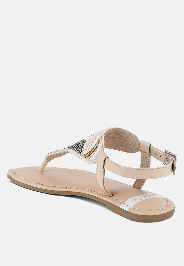 chitra pin buckle beaded flat sandals#color_beige