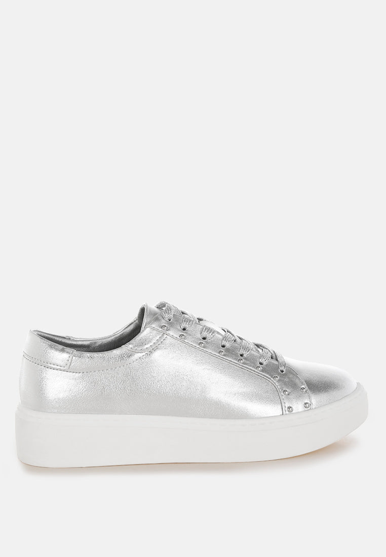 cincinati metallic pleather chunky sneakers#color_silver