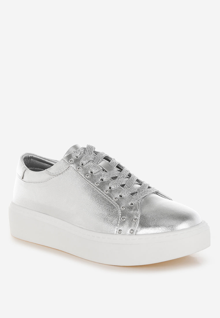 cincinati metallic pleather chunky sneakers#color_silver