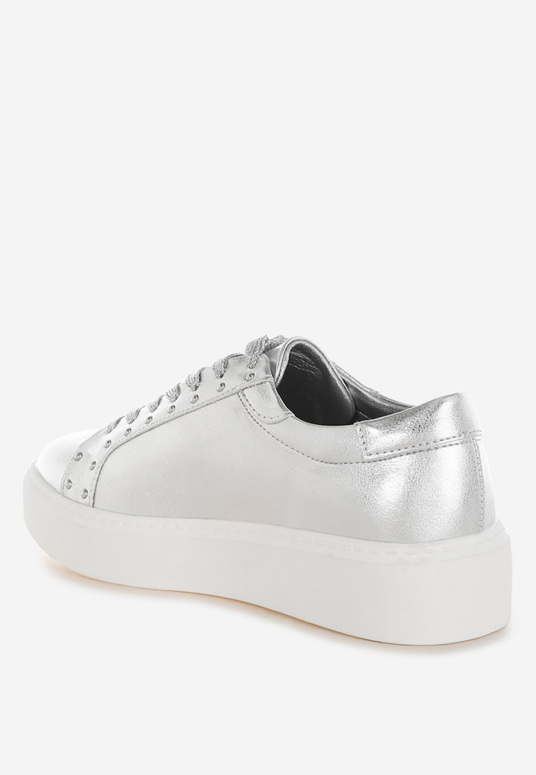 cincinati metallic pleather chunky sneakers#color_silver
