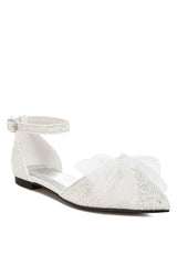 clarice sheer bow detail glitter flat sandals#color_white