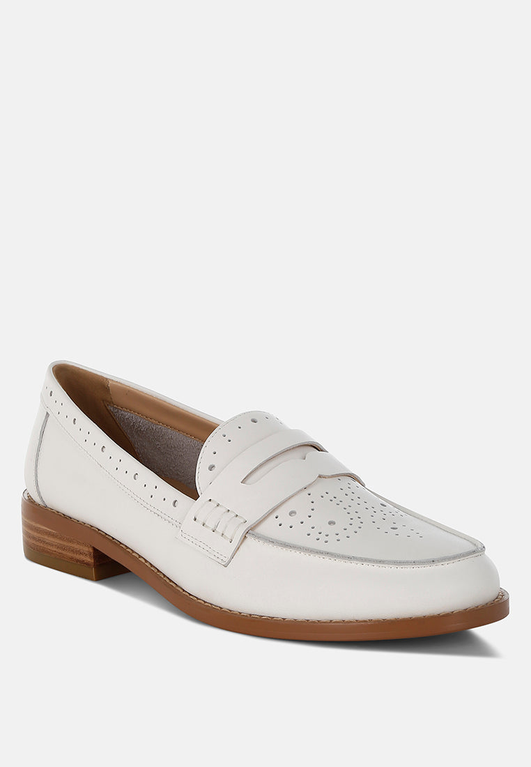 Clotilda Perforated Low Heel Loafers
