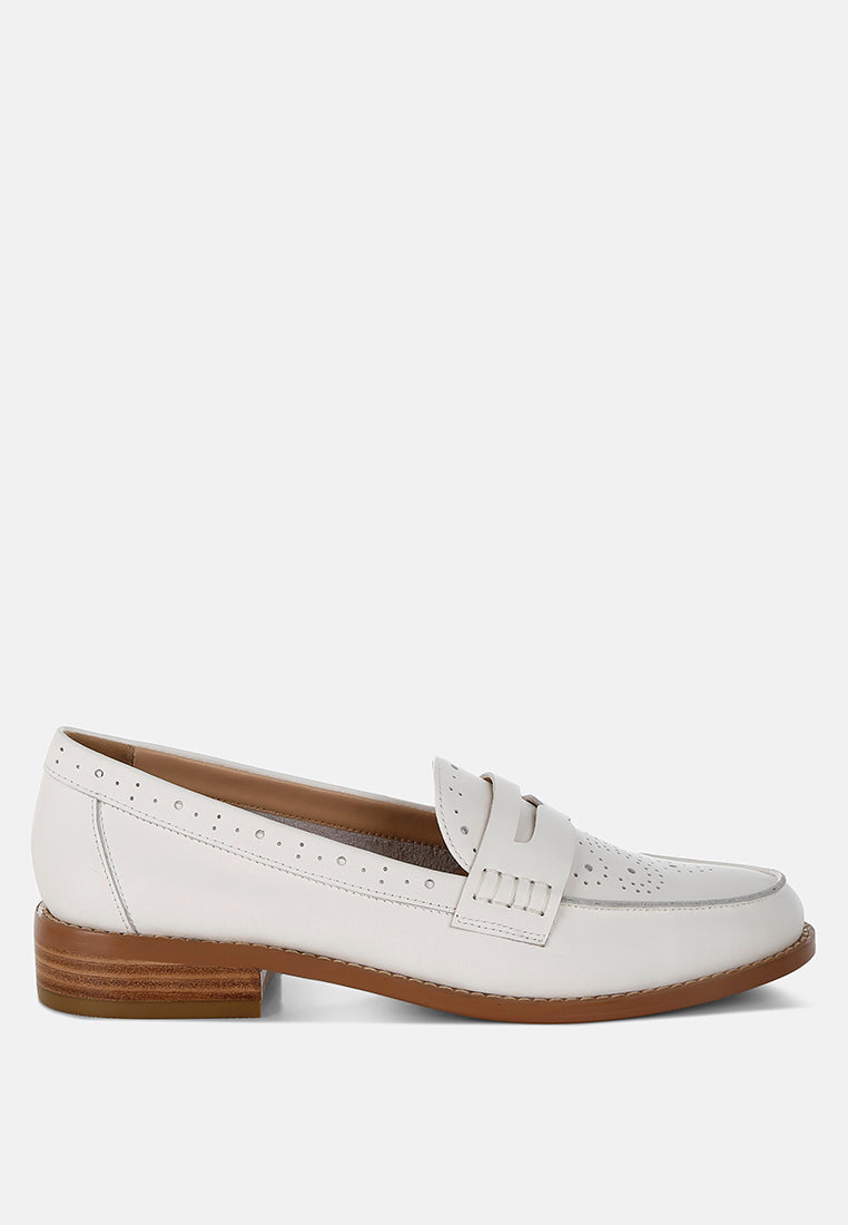 clotilda perforated low heel loafers#color_off white